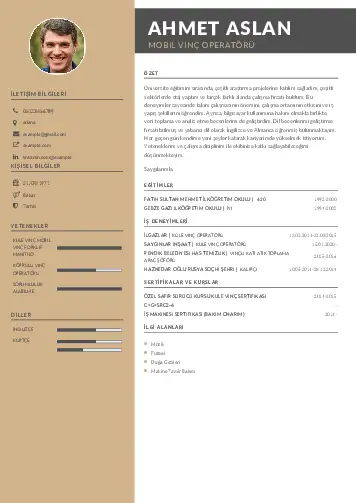 Vinç Operatörü Cv Örnekleri cv indir